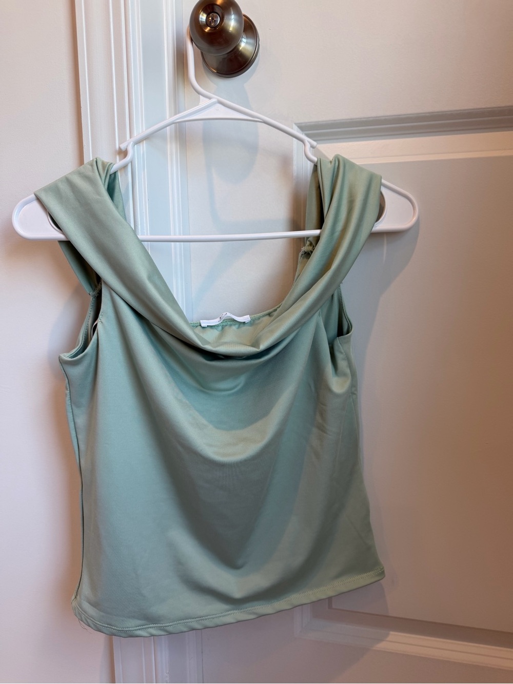 Draped Cowl Neck Camisole in Sage Green